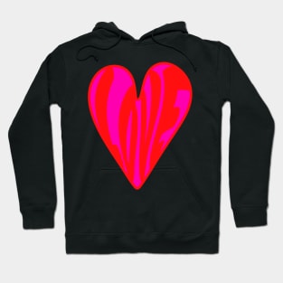 Hippie Style Love Heart, Red and Pink Hoodie